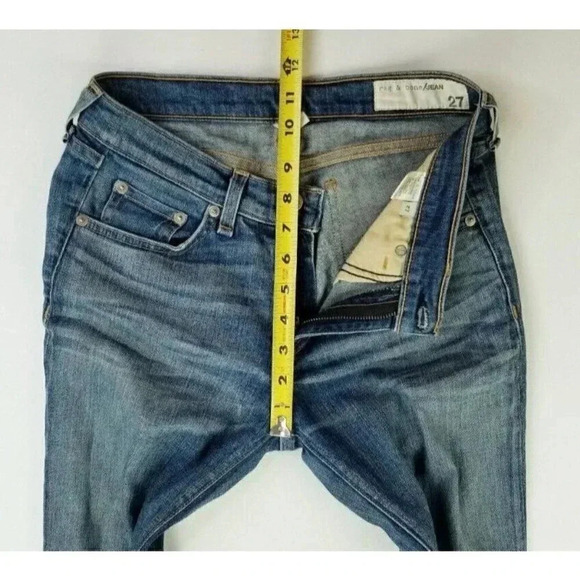 Rag & Bone 27X30 Women's Skinny Blue Monument Color Embroidered Logo Denim Jeans - Picture 9 of 11